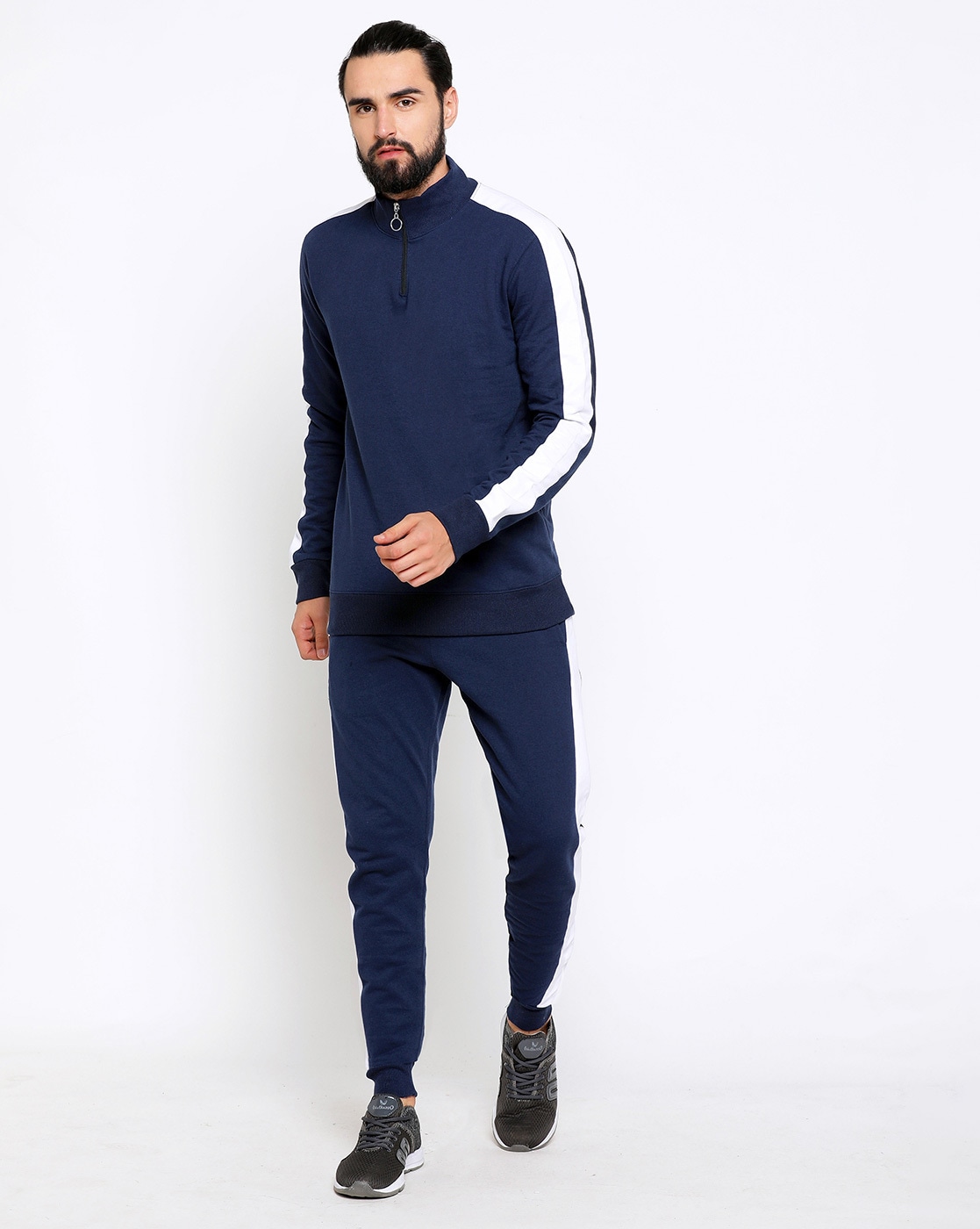 mens navy slim fit tracksuit