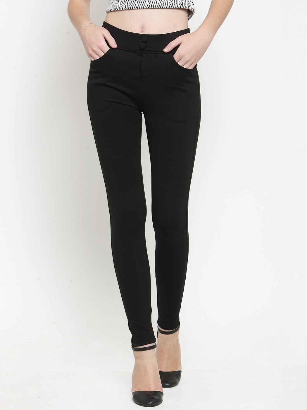 Buy MADAME Women 2 Pocket Solid Jeggings