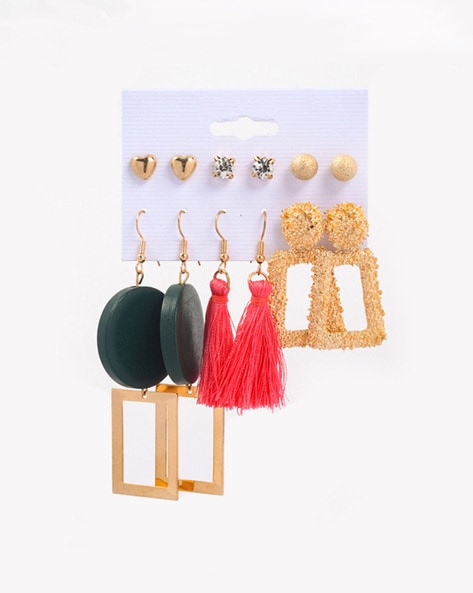 Crystal Dangling Earrings Set of 3 – Soyara Ethnics Studio