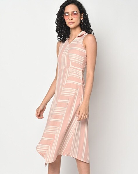 Striped 2024 asymmetrical dress