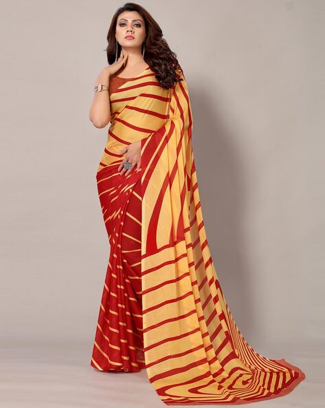 Buy Saree Mall White & Black Striped Saree With Unstitched Blouse for Women  Online @ Tata CLiQ