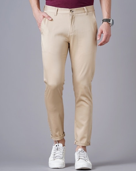 slim fit flat front chinos