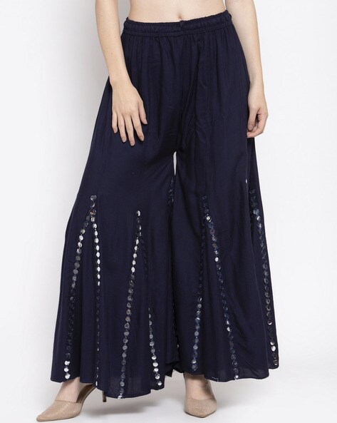 Embellished Shararas with Elasticated Waistband Price in India