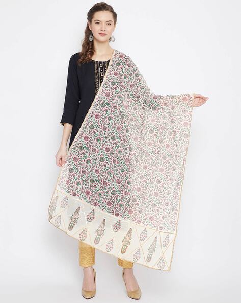 Floral Print Cotton Dupatta Price in India