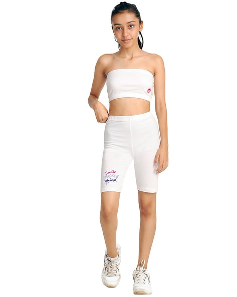 Girls white biker online shorts