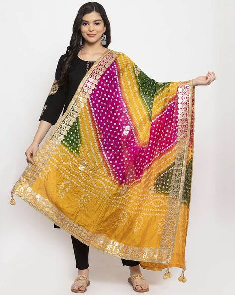 Printed Dupatta with Contrast  Lace Border Price in India