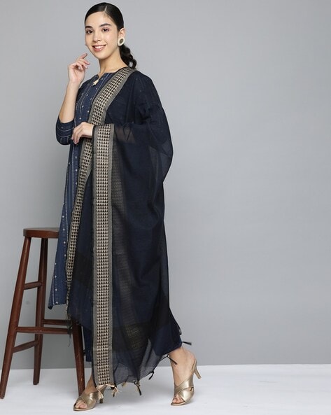 3-piece Striped Unstitched Dress Material Price in India