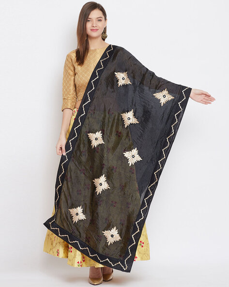 Embellished Print Gotta Work Silk Dupatta Price in India