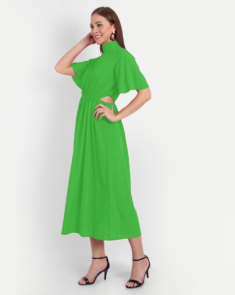 TIA - GREEN SILK | Green silk, Silk charmeuse, Button up dress