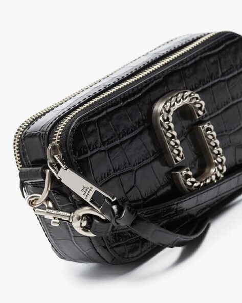 Marc Jacobs Black 'The Croc-Embossed Snapshot' Bag