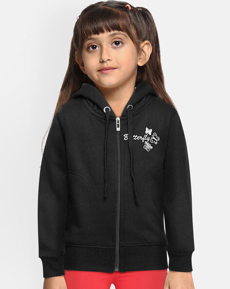 Girls black zip on sale hoodie