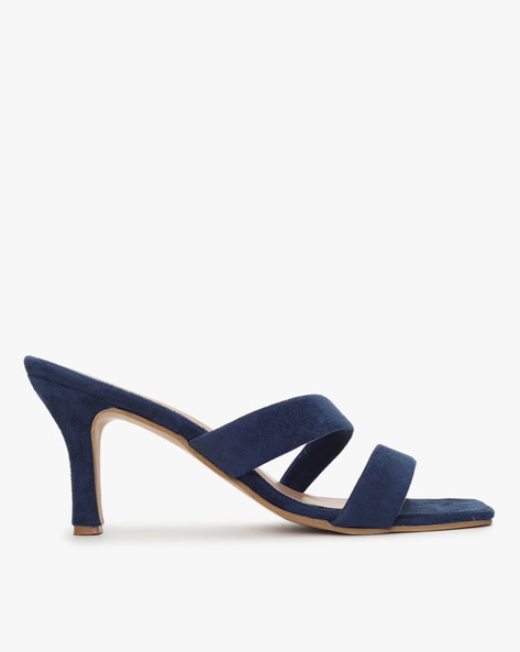 Navy blue discount kitten heel sandals