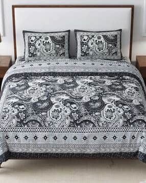 240 TC Floral Print Super King Size Bedsheet with Pillow Covers-image-31