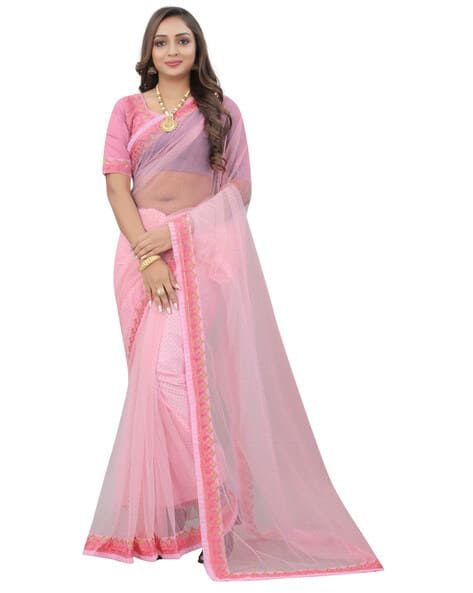 Printed Saree with Embroidered Border