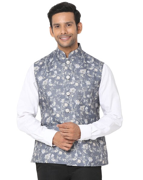 Purchase Multi Colour color Cotton fabric Printed Nehru Jacket Online : USA  -