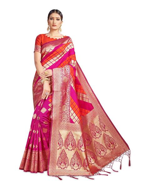 Buy Orange Sarees for Women by PANCHAAMRIT Online