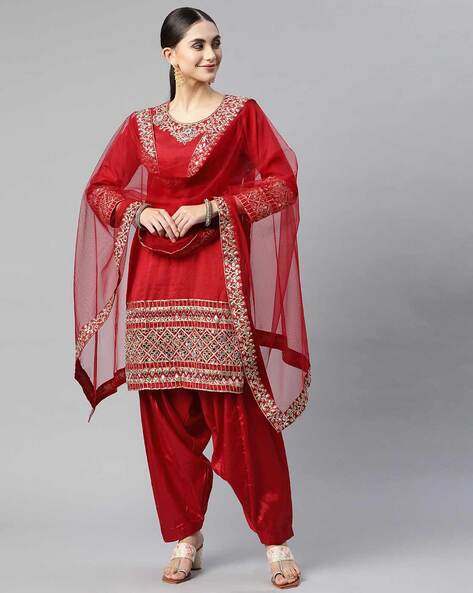 Embellished Unstitched Dress Material Price in India