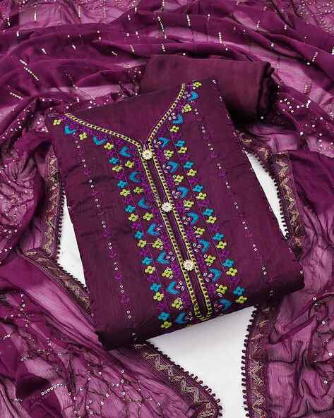 Embroidered 3-piece Dress Material Price in India