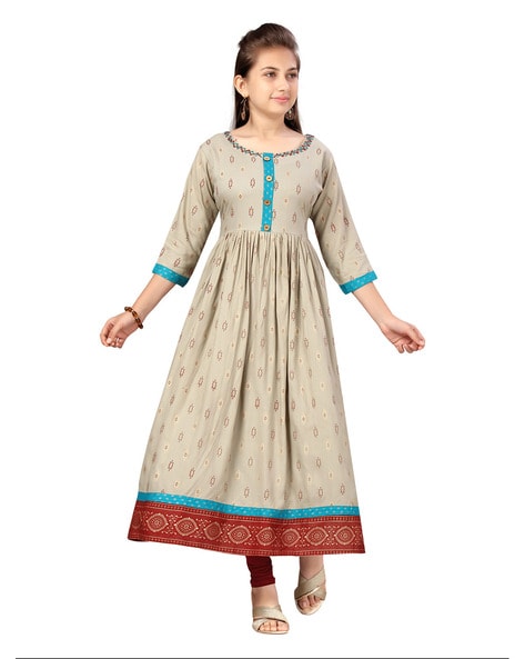 Multicolored Ankle Length Kurti with Belt – Glitter Gleam