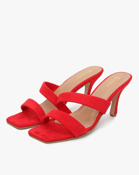 Red suede strappy discount heels