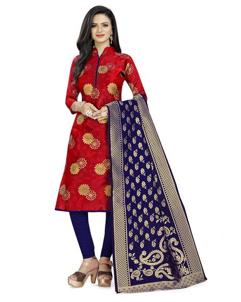Floral Woven Unstitched Dress Material Price in India