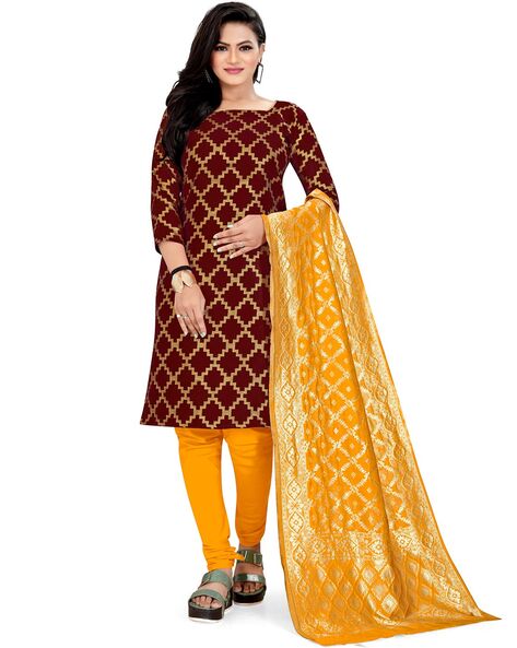 Woven Banarasi Unstitched Dress Material Price in India