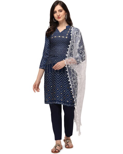 Embellished Unstitched Dress Material Price in India