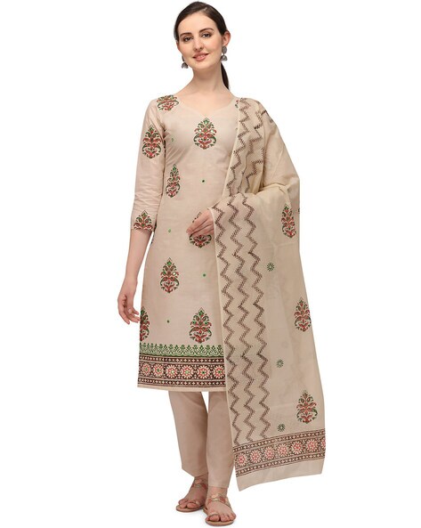 Embellished Unstitched Dress Material Price in India