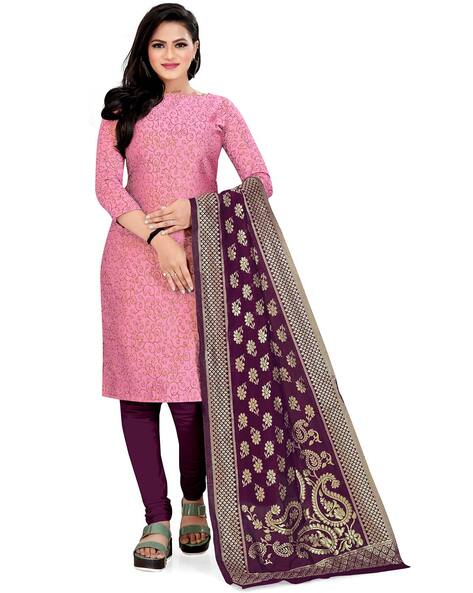 Floral Woven Unstitched Dress Material Price in India