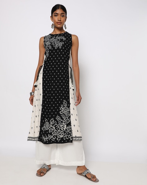 Black kurti with white pant