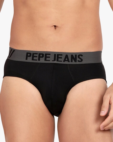 Buy Pepe Jeans Men Black Solid Briefs 8904311300526 - Briefs for Men  8936579