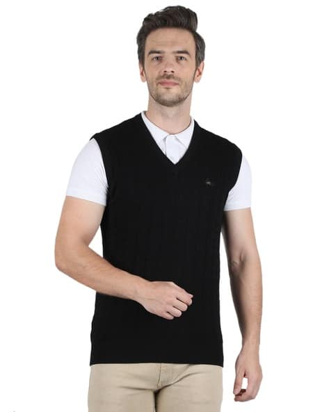 Pure Wool Front Open Sleeveless Sweater – Monte Carlo