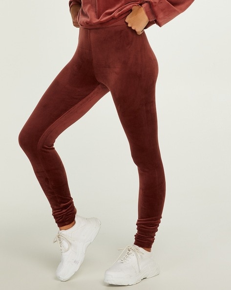 Silk Leggings Online Burgundy Color Beautiful Plain Silk Leggings For Girl  – Lady India