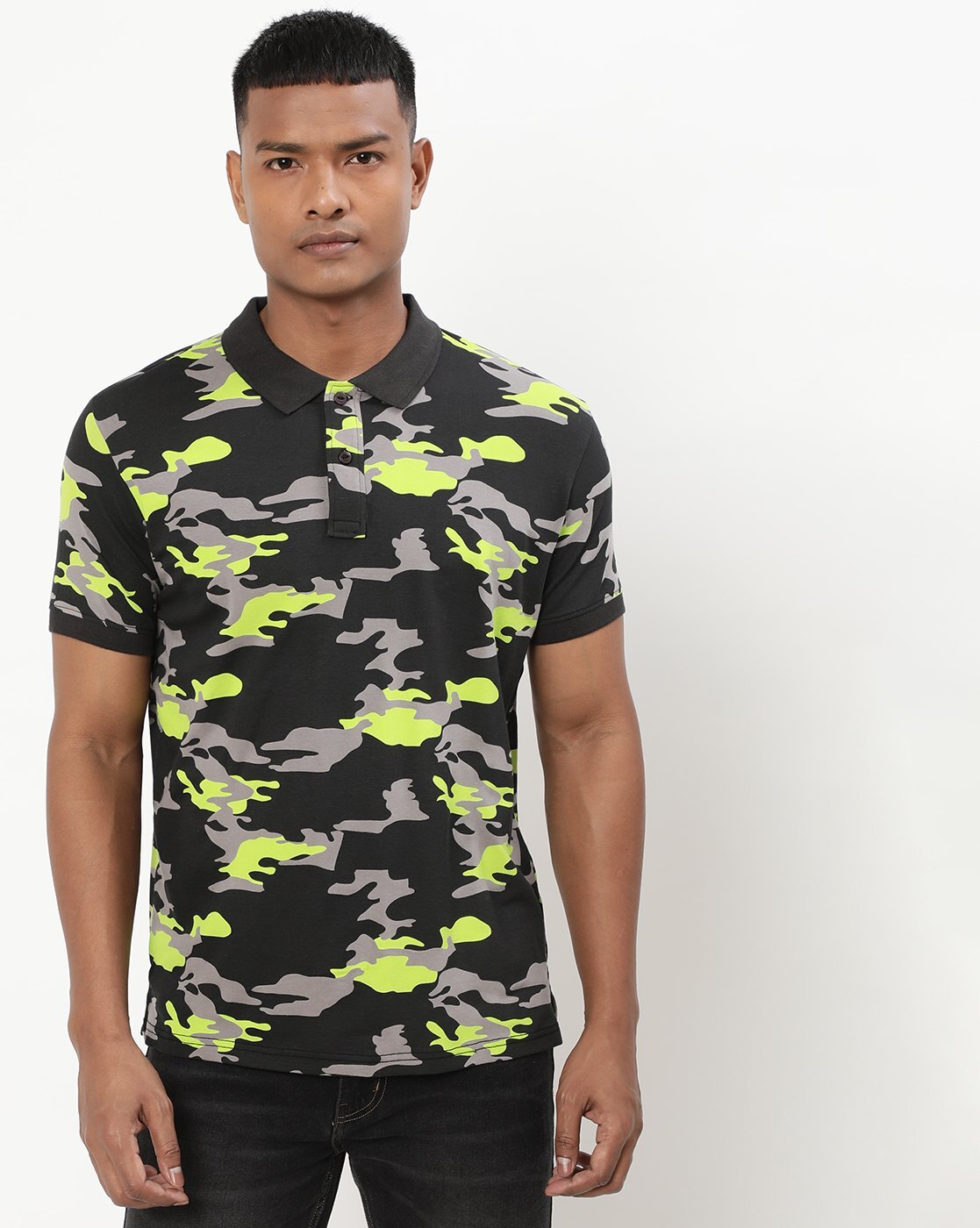 Camouflage Print Polo T shirt