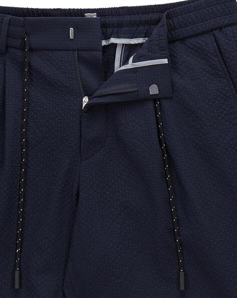 Tapered Pleated Belted Cotton-Twill Trousers