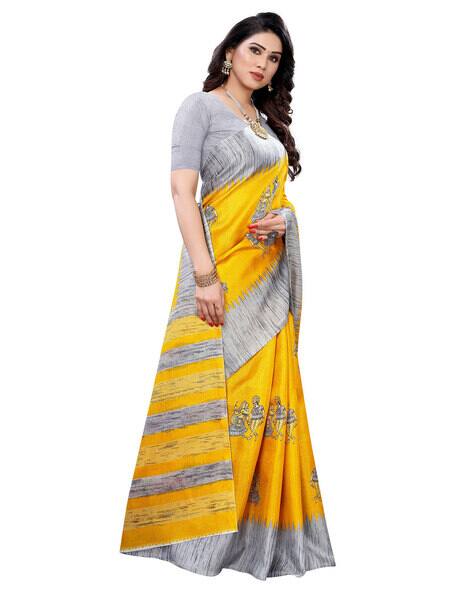 Printed Saree with Blouse Blouse view 3