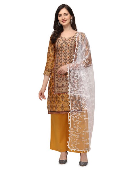 Embellished Unstitched Dress Material Price in India