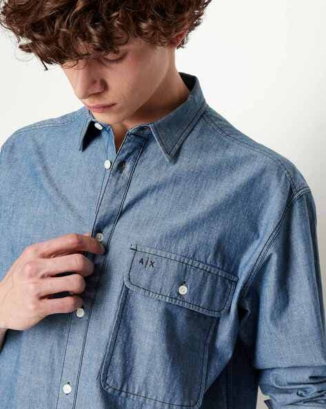 Armani exchange denim shirt new arrivals