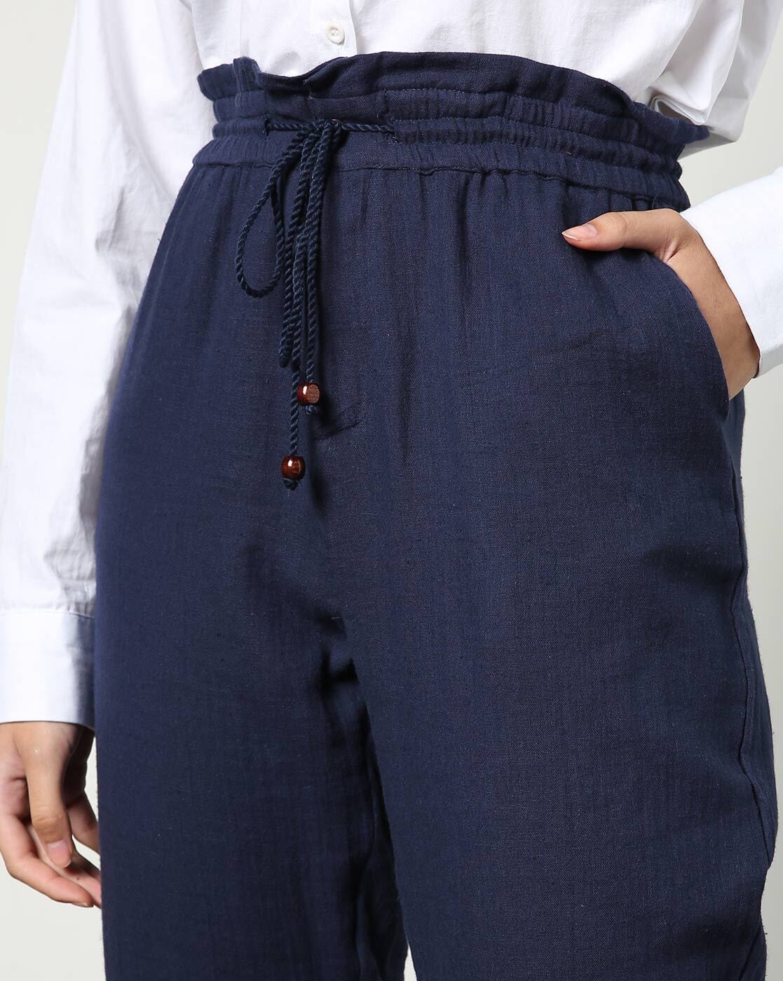 Buy Navy Blue Trousers & Pants for Women by Outryt Online