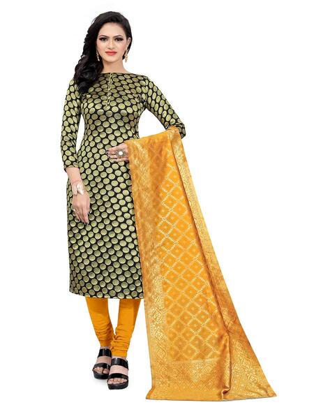 Zari Woven Unstitched Dress Material Price in India