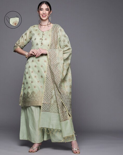 Floral Print Dress Material with Dupatta Price in India