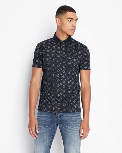 Armani exchange regular fit discount paisley print polo shirt