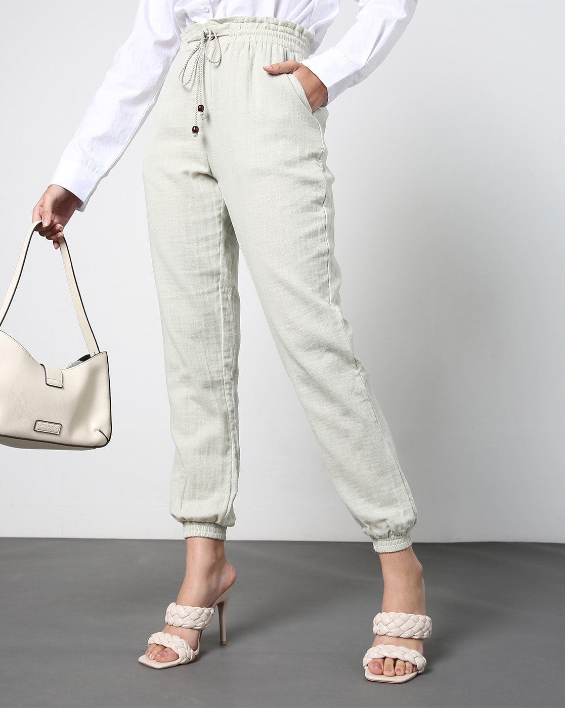 Women Cuffed Pants with Insert Pockets