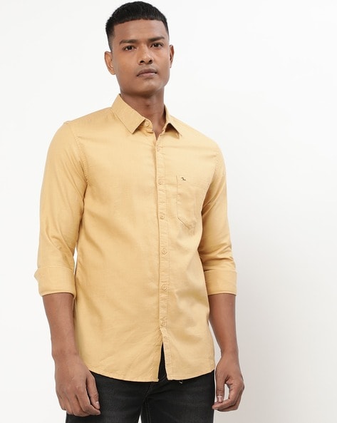 Spykar yellow hot sale shirt