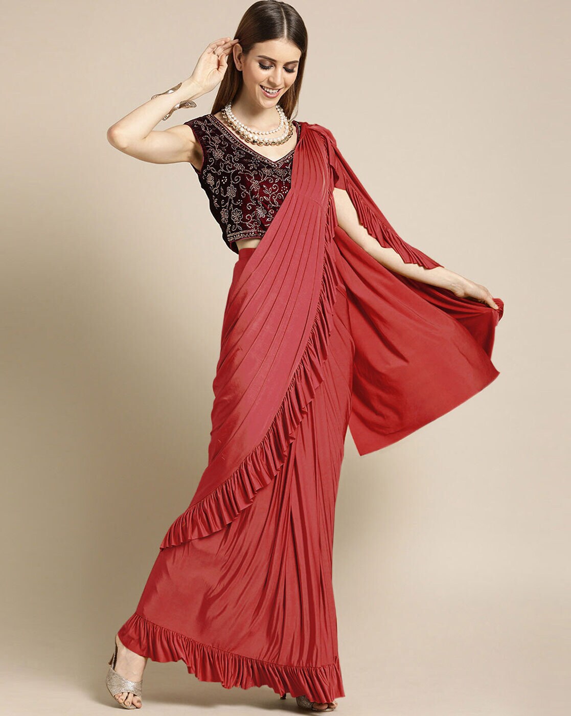 Buy Now Ready to Wear Ruffle Saree ll Online Shop ll www.prititrendz.com -  YouTube