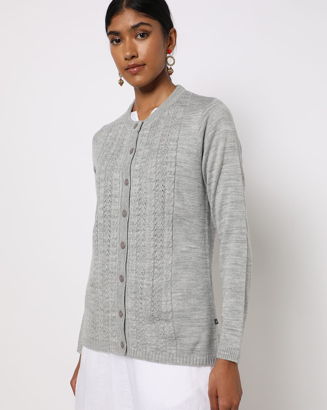 Embroidered Round-Neck Winter Cardigans