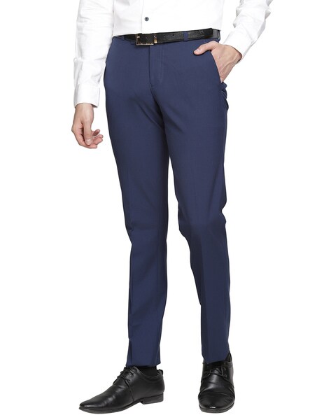 The Roadster Lifestyle Co. Men Flat Front Mid Rise Slim Fit Trousers -  Price History