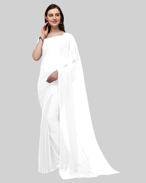 White Glass Tissue Classic Designer Saree buy online -