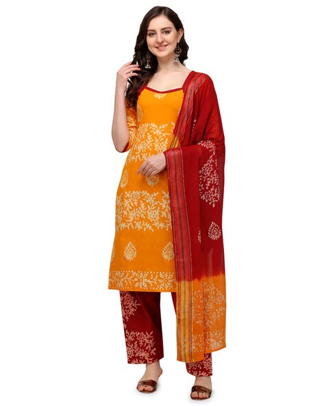 Printed Unstitched 3-piece Dress Material Price in India