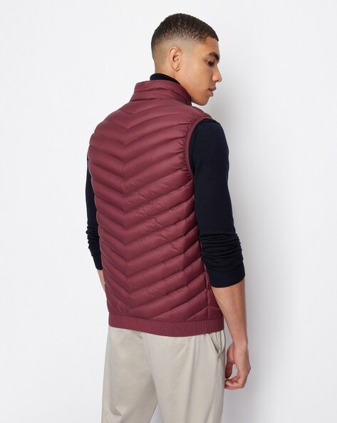 Quilted Zip-Front Gilet with Logo Print